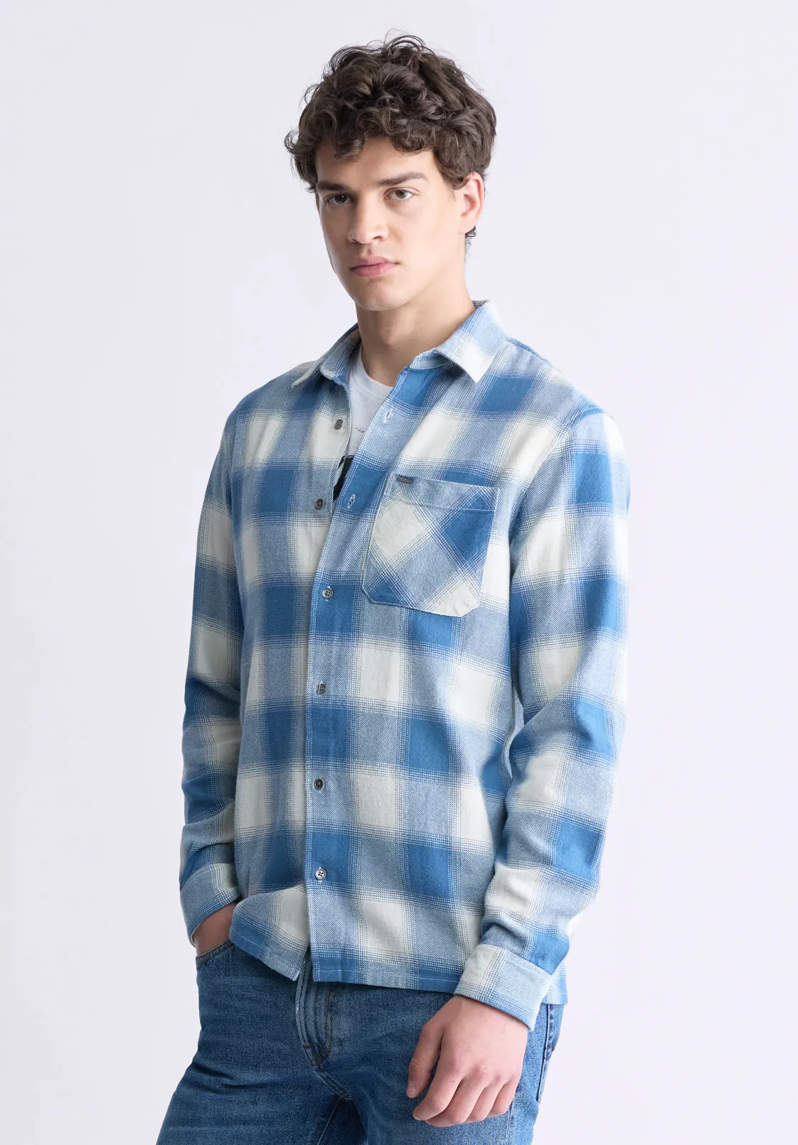 Sinclair Men's Long-Sleeve Plaid Shirt, Blue - BM24428