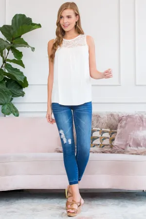 Sleeveless Lace Detail Top