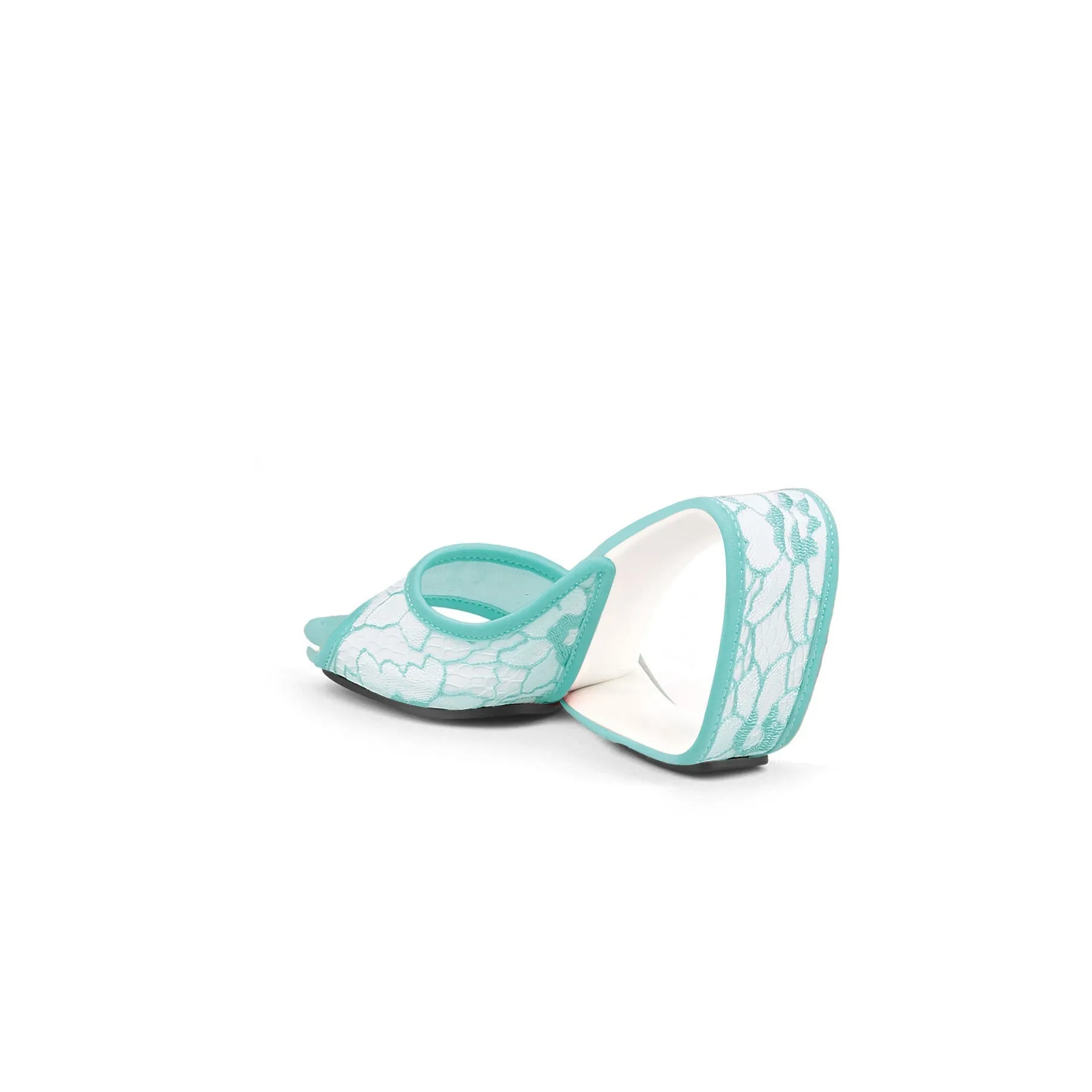 Solanah Marbling Lace Upper Wedge Slide - Blue