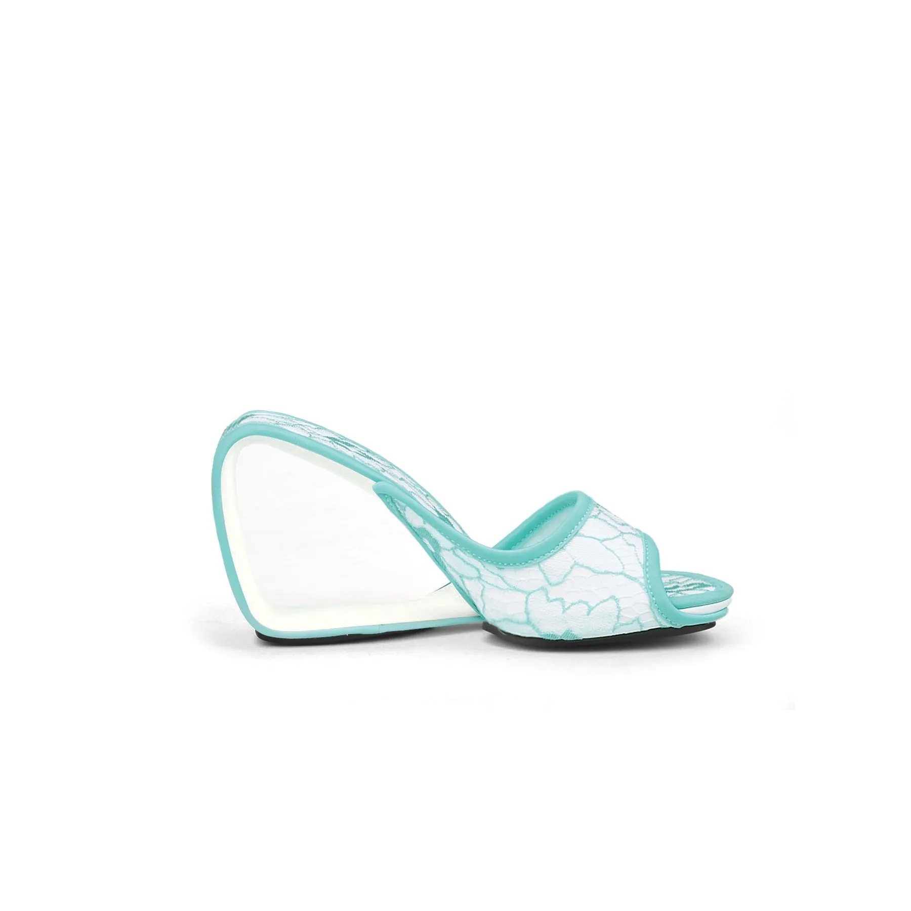 Solanah Marbling Lace Upper Wedge Slide - Blue