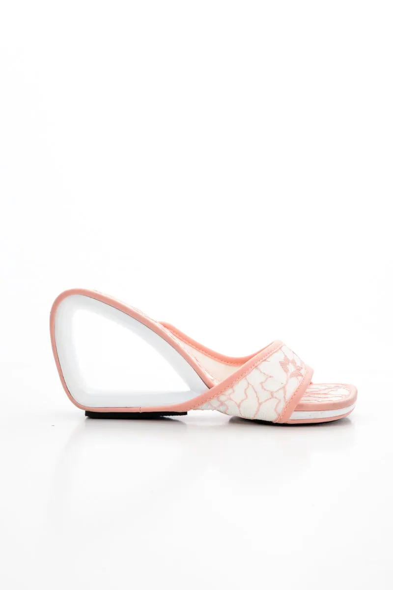 Solanah Marbling Lace Upper Wedge Slide - Pink