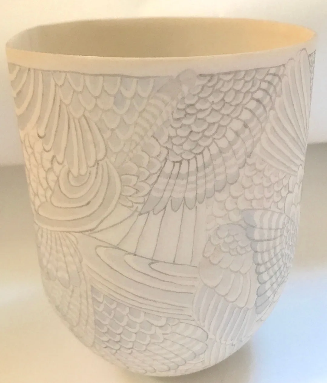 SOLD English Modern Studio Art Porcelain Painted Beaker by Jane Osborne Smith.