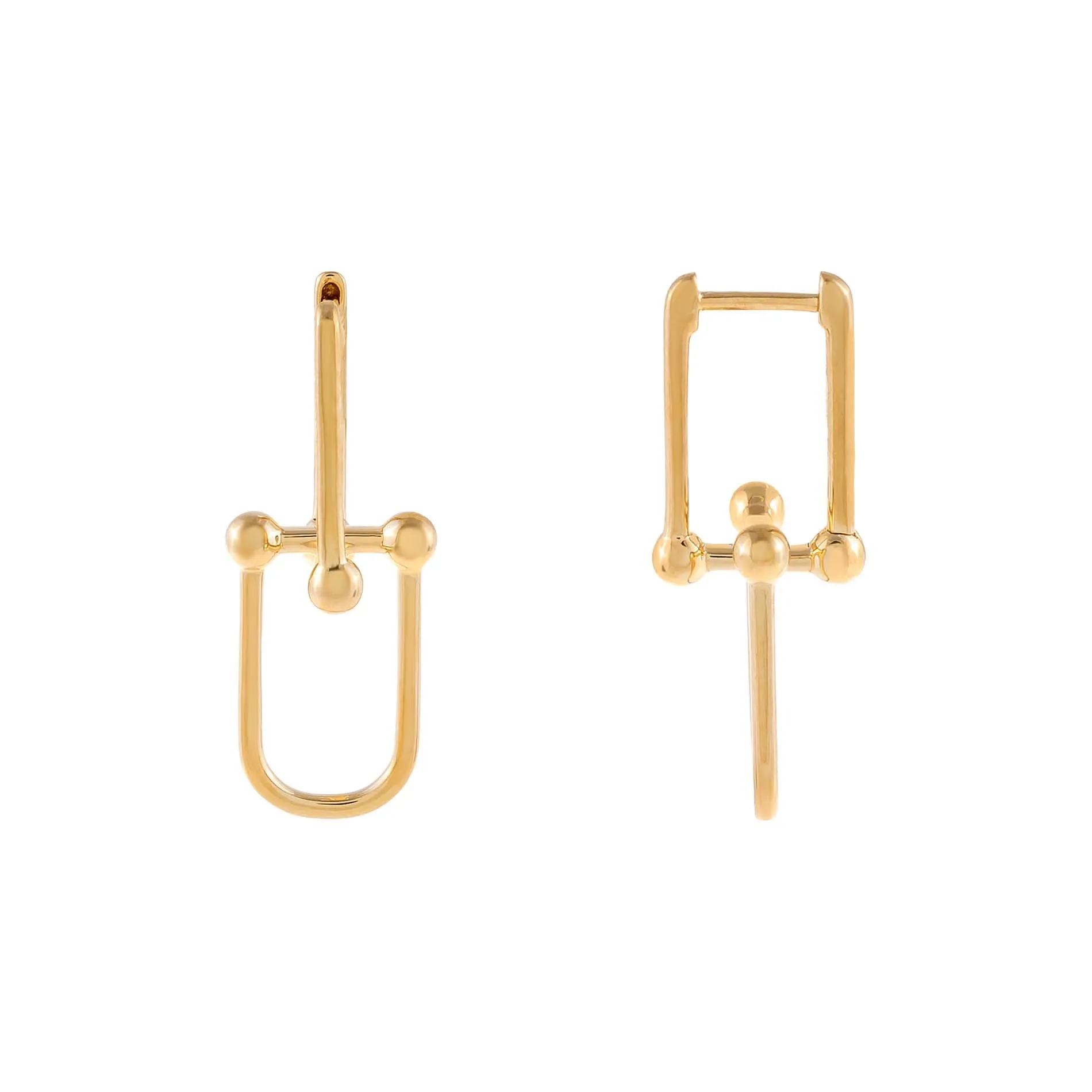 Solid U Chain Huggie Earring 14K