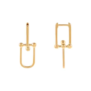 Solid U Chain Huggie Earring 14K