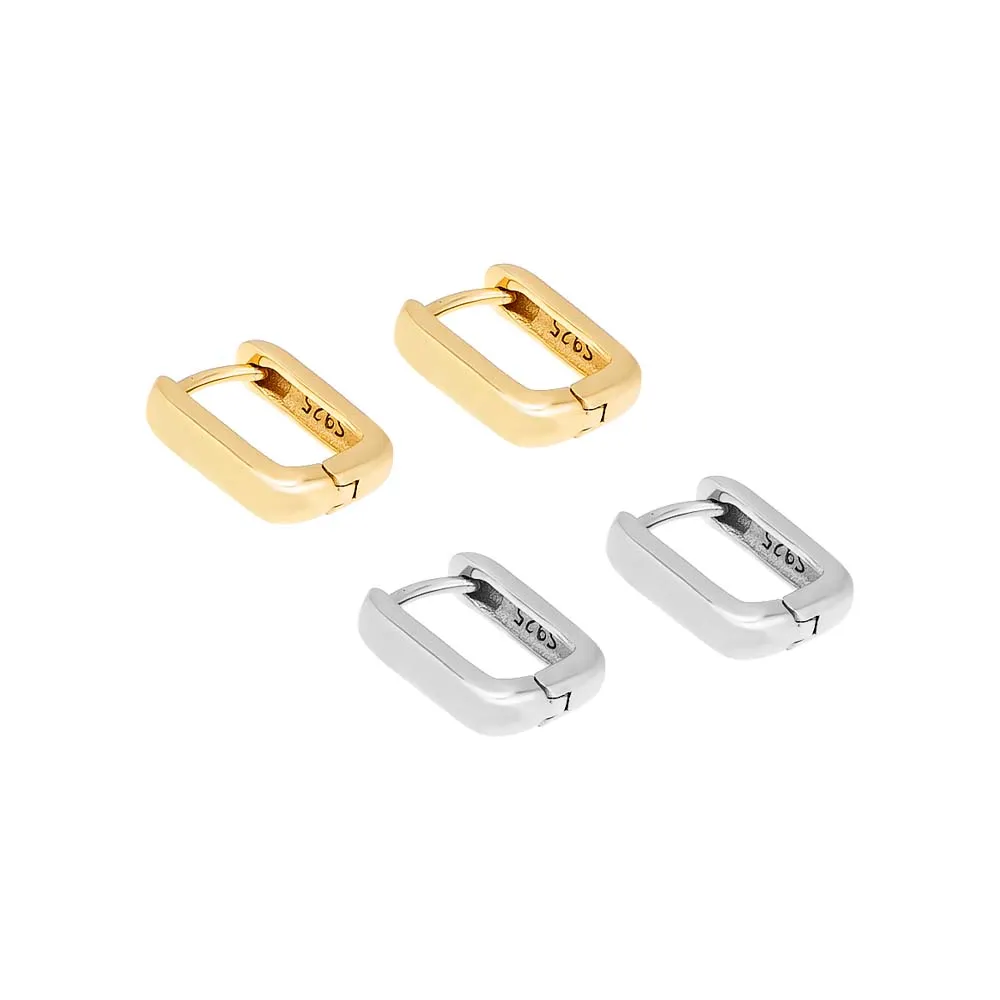Solid Wide Square Hoop Earring