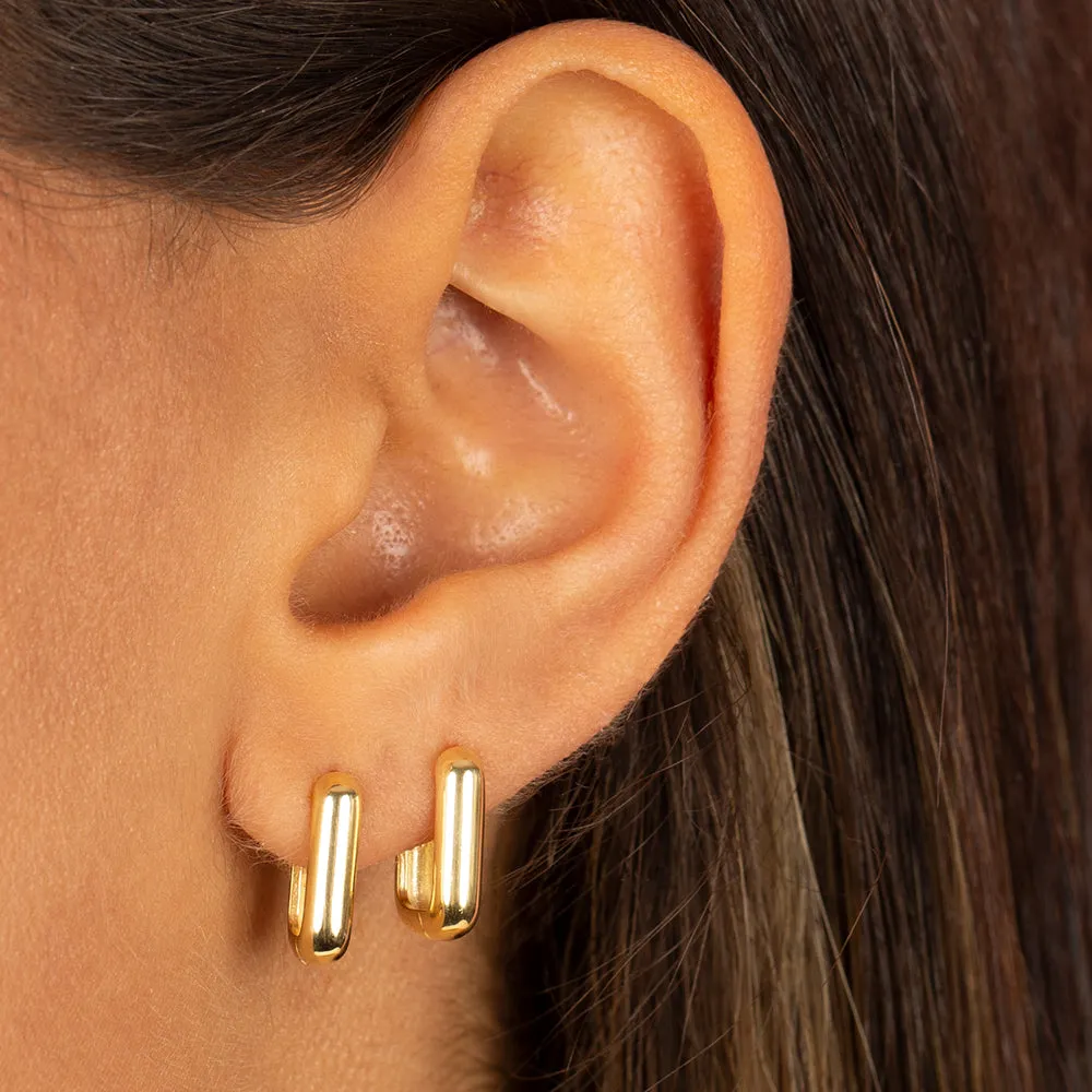 Solid Wide Square Hoop Earring
