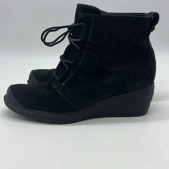 Sorel Women US 8 TORONTO booties suede leather lace up wedge NL2115