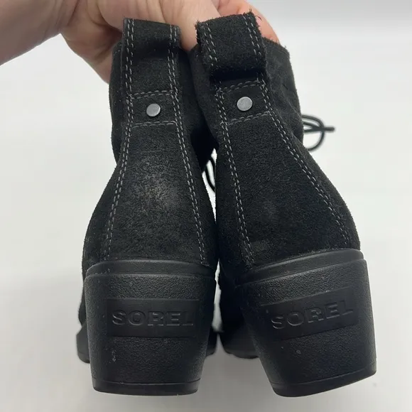 Sorel Women US 8 TORONTO booties suede leather lace up wedge NL2115