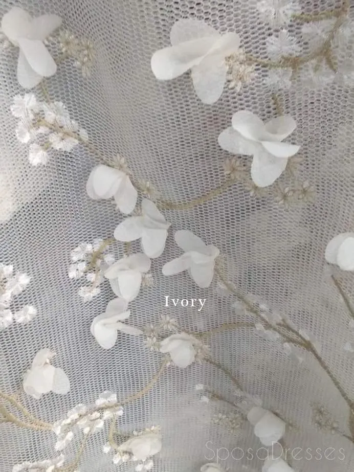 Spaghetti Straps Lace Flower A-line Long Evening Prom Dresses, Cheap Sweet 16 Dresses, 18448