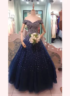 Sparkle Sequins Off Shoulder Tulle Long Prom Dress, Beautiful Sweet 16 Gown