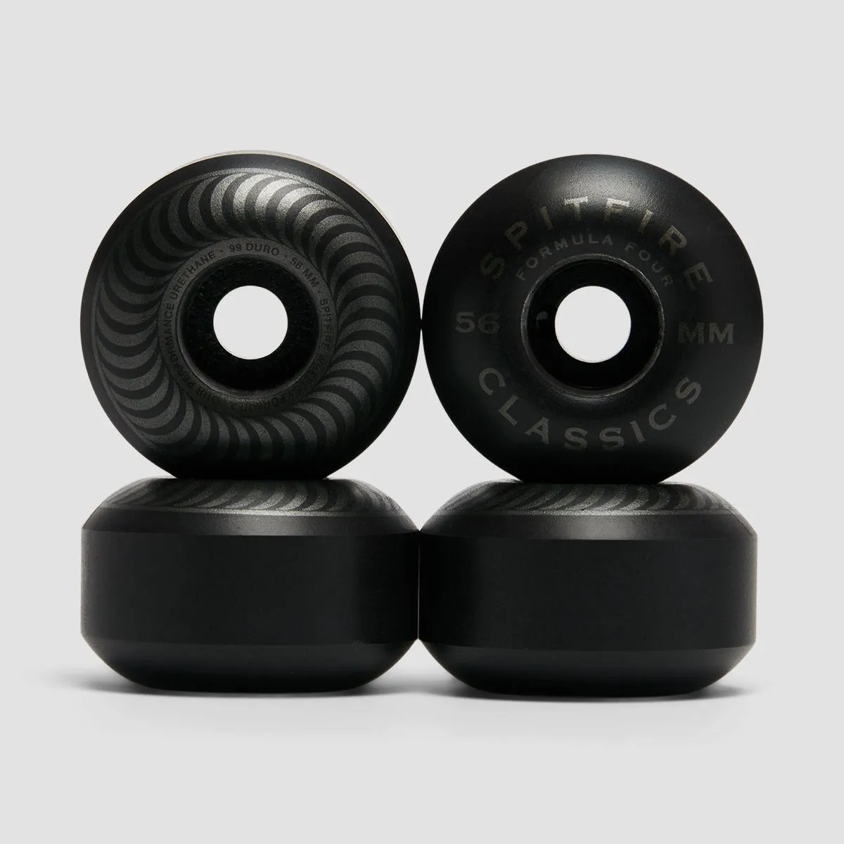 Spitfire Formula Four Classic 99DU Skateboard Wheels Black 56mm