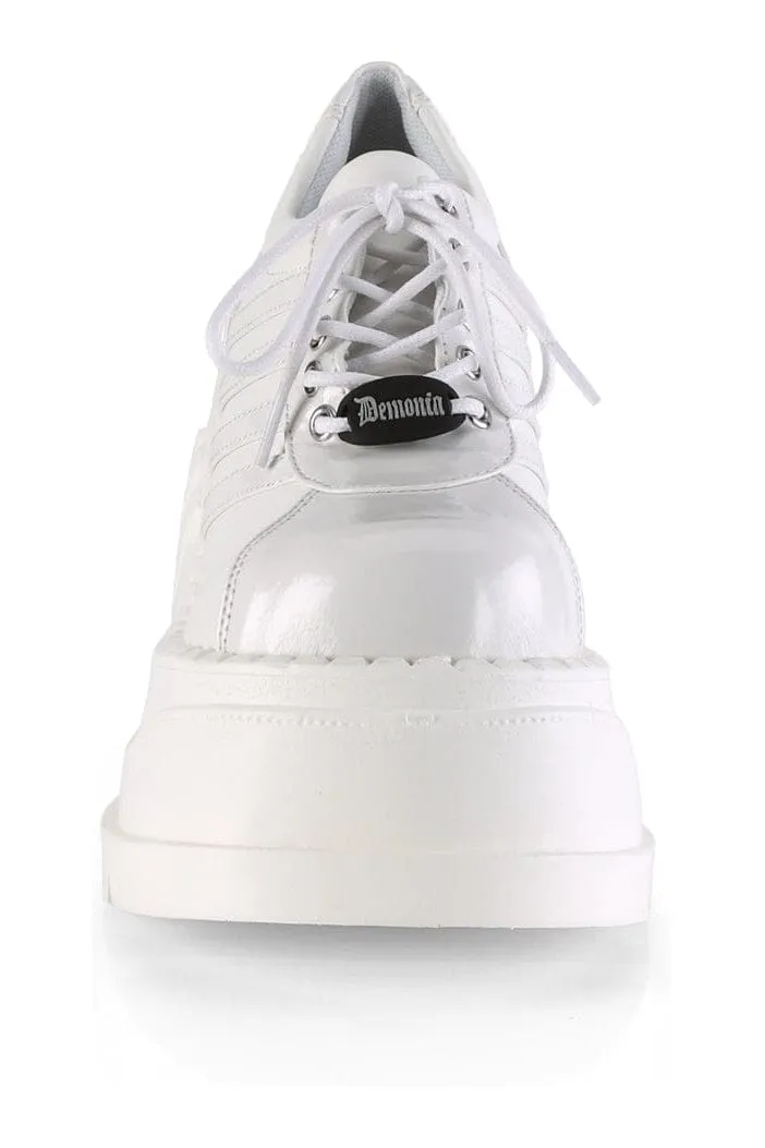 STOMP-08 White Vegan Leather Cyber Shoe