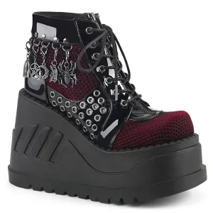 STOMP-18  Black Patent-Burgundy Velvet