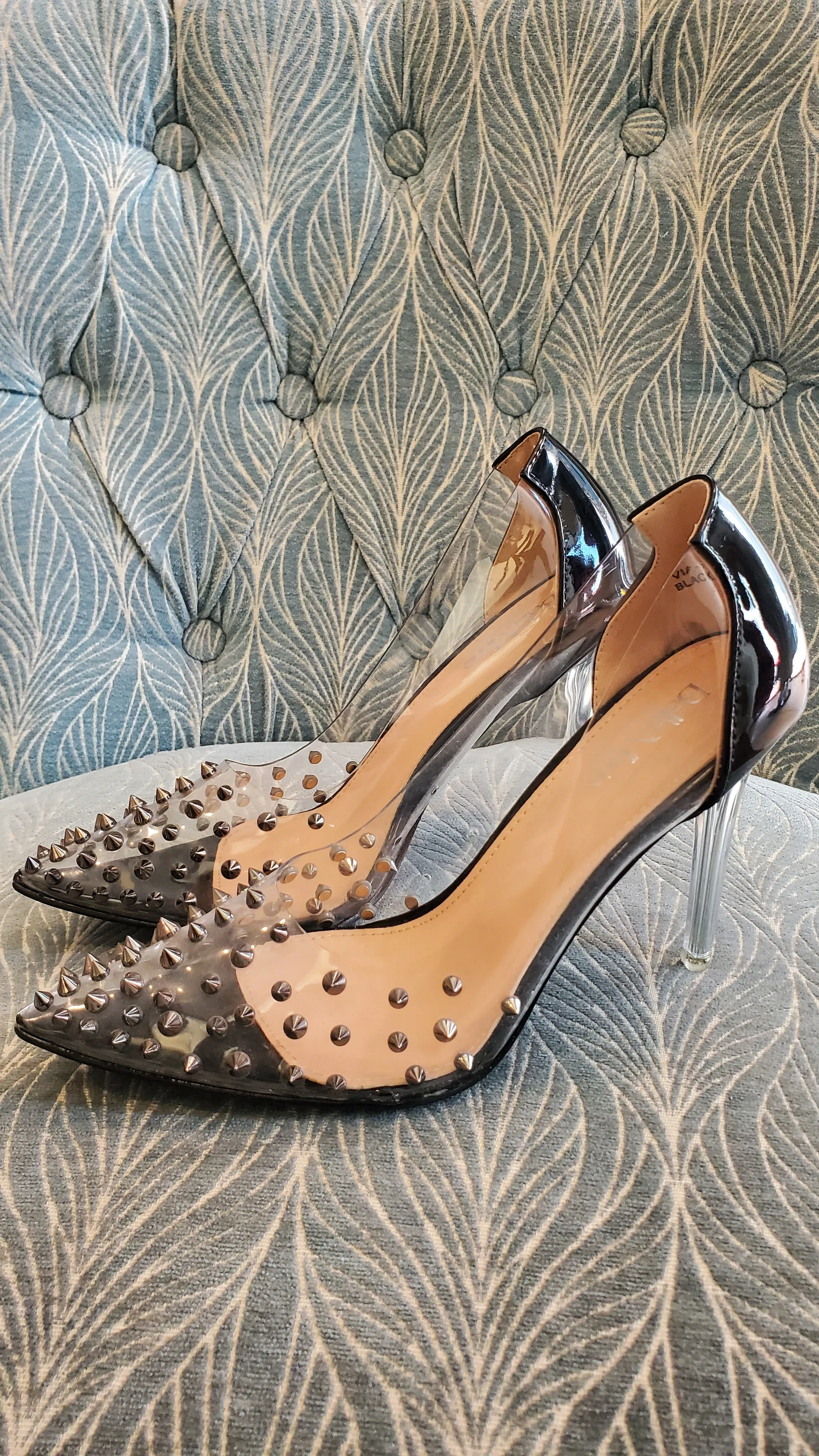 Studded Clear Pointed Heels