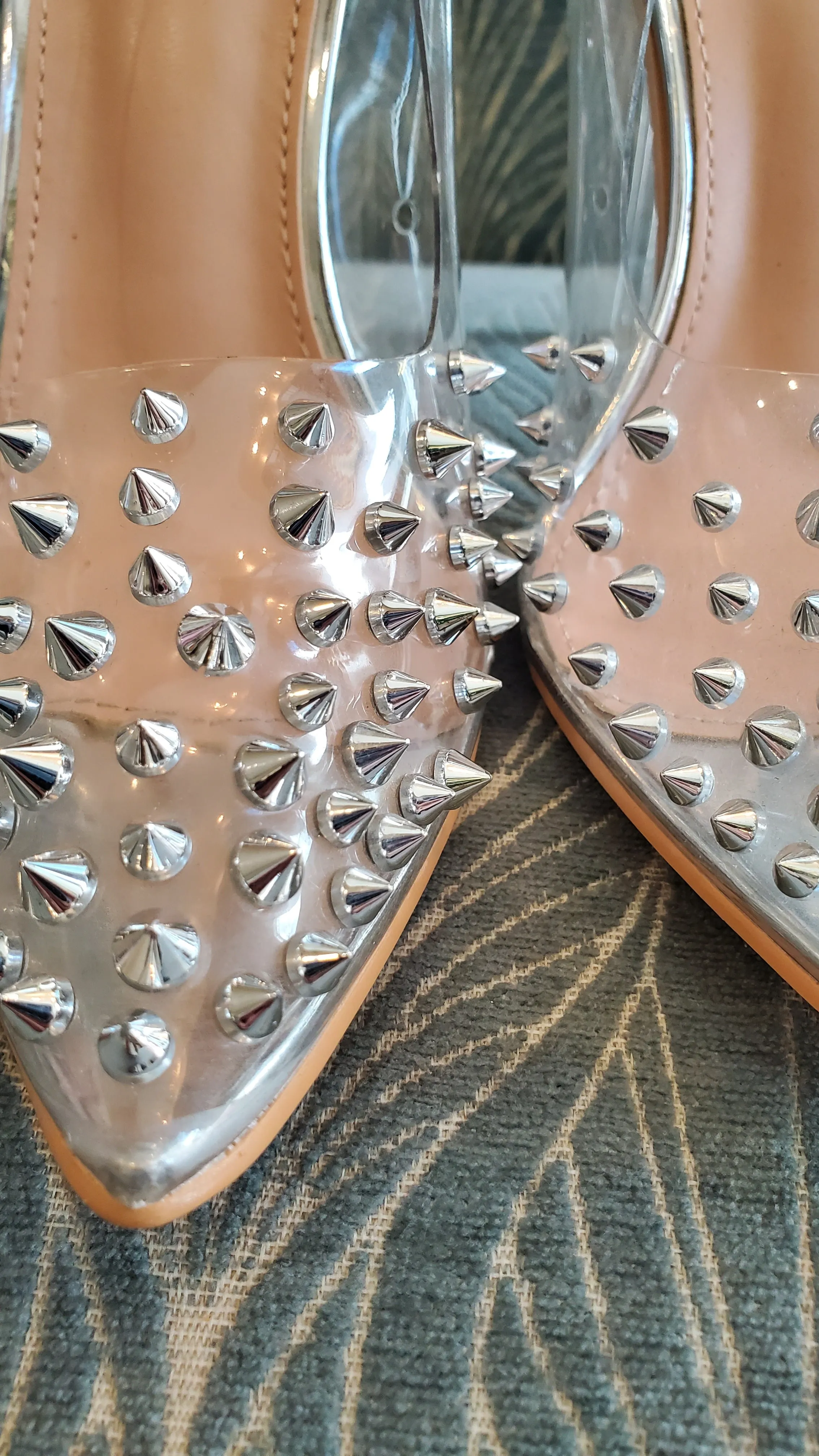 Studded Clear Pointed Heels