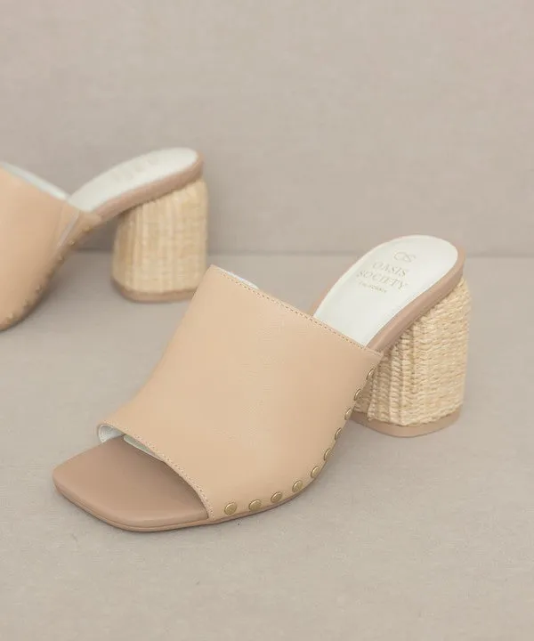 Studded Raffia Slide Heel