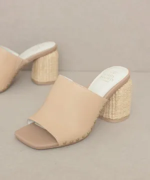 Studded Raffia Slide Heel