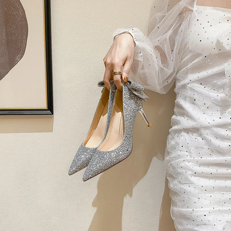 Stunning Bow High Heels Wedding Shoes