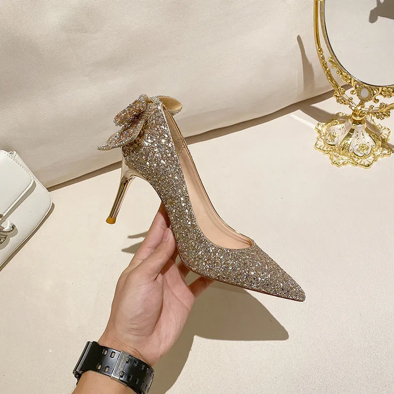 Stunning Bow High Heels Wedding Shoes