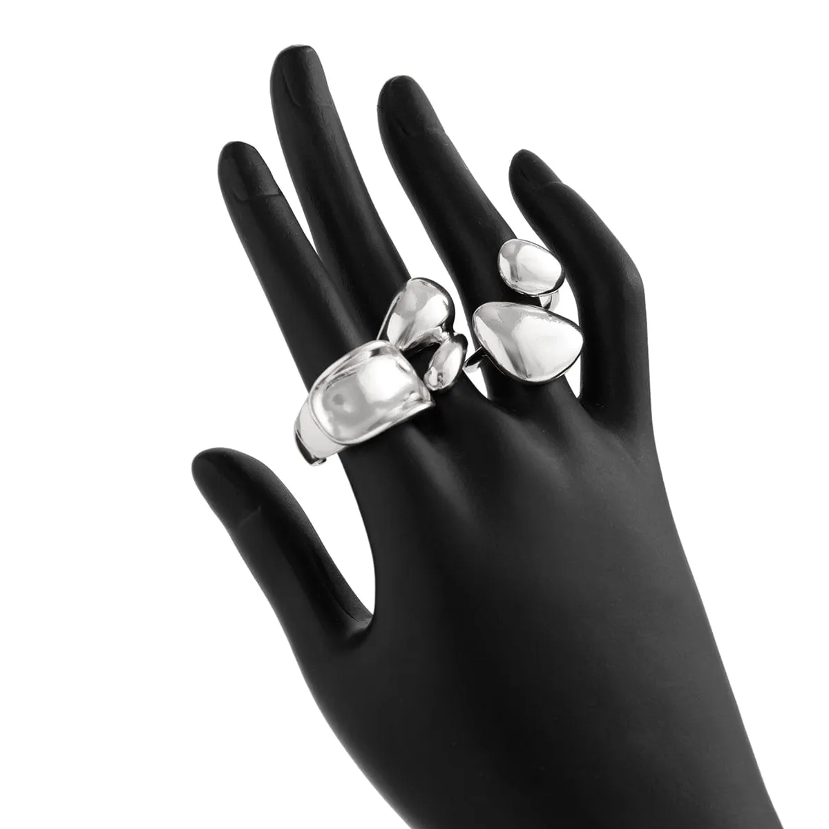 Stylish 3Pcs Chunky Glossy Waterdrop Ring Set