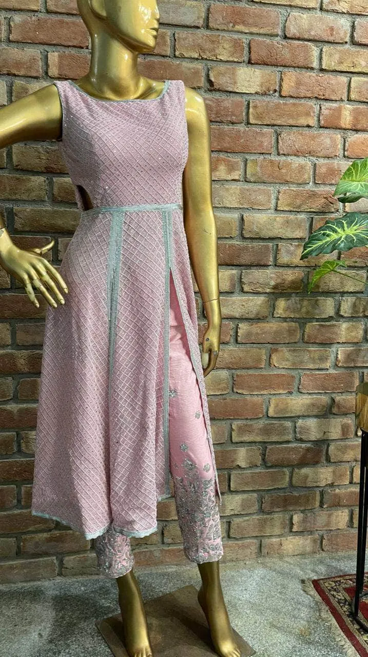 Stylish Pink Indo-western Georgette Gown