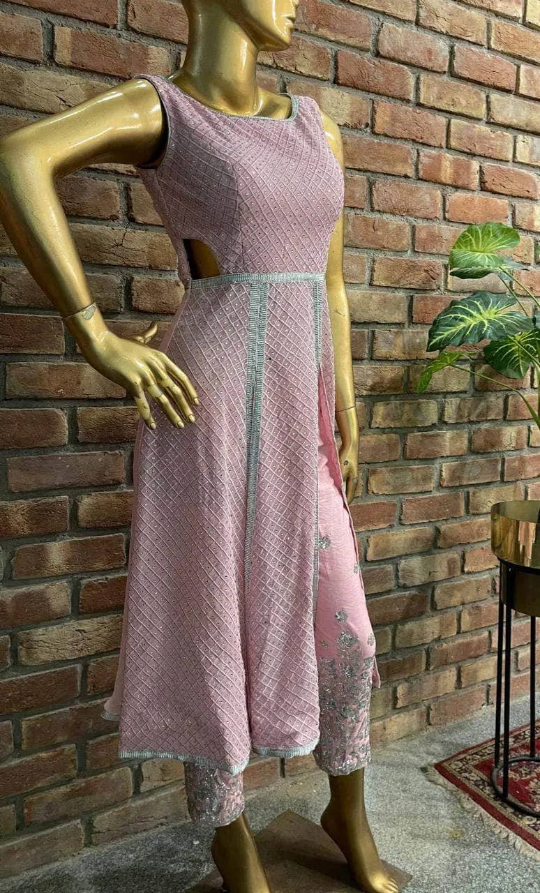 Stylish Pink Indo-western Georgette Gown