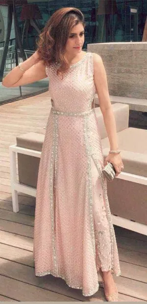 Stylish Pink Indo-western Georgette Gown