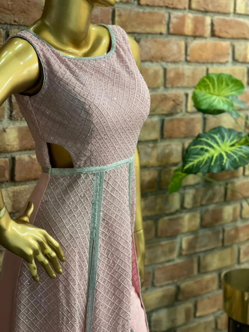 Stylish Pink Indo-western Georgette Gown