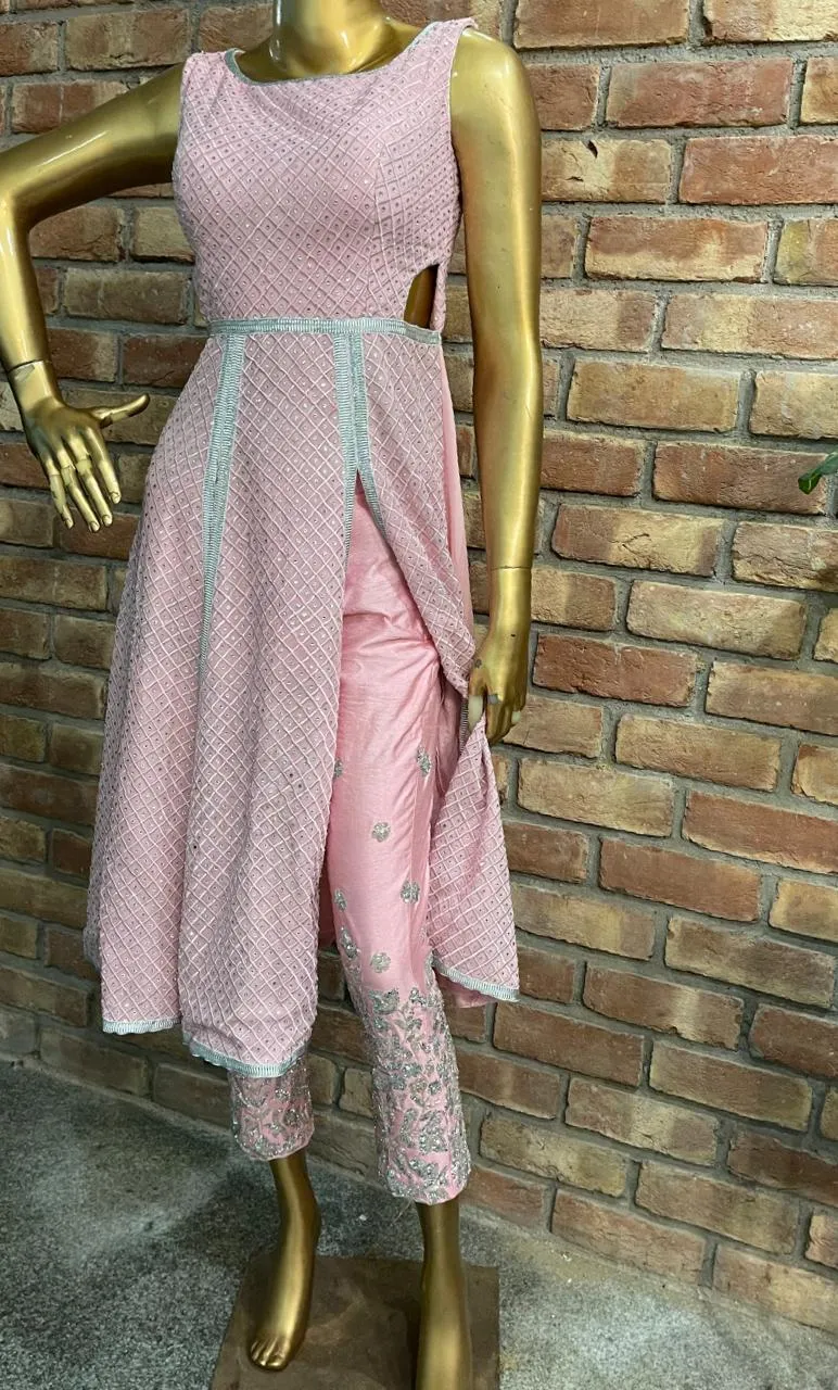 Stylish Pink Indo-western Georgette Gown