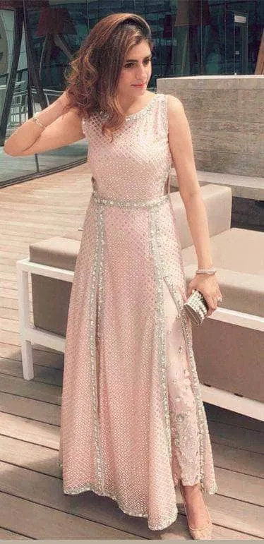Stylish Pink Indo-western Georgette Gown