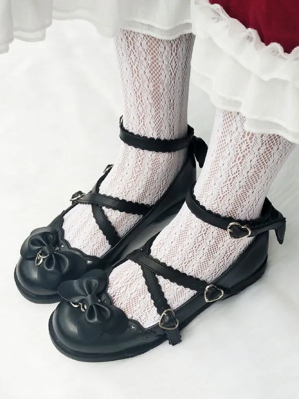 Sweet Lolita Footwear Blue Bows Round Toe Lolita Shoes