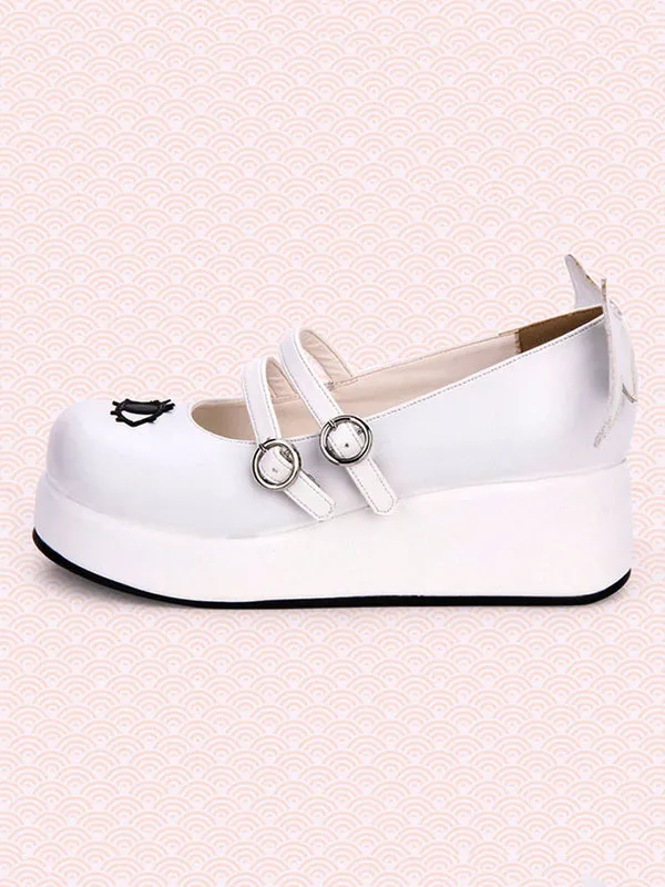 Sweet Lolita Pumps Strappy Buckle Cut Out Wing Lolita Flatform Shoes