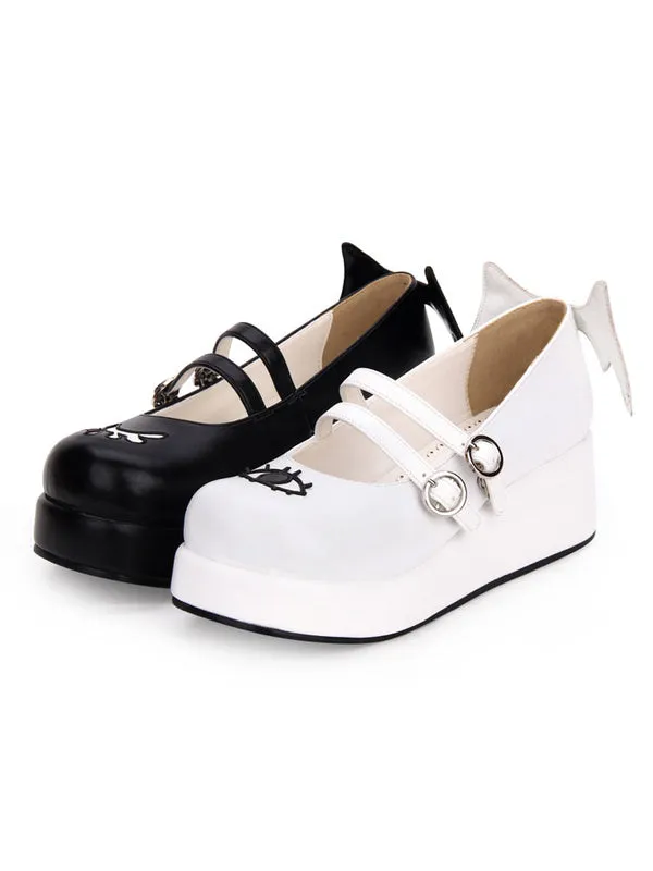 Sweet Lolita Pumps Strappy Buckle Cut Out Wing Lolita Flatform Shoes