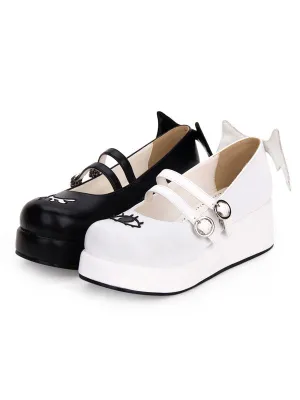 Sweet Lolita Pumps Strappy Buckle Cut Out Wing Lolita Flatform Shoes