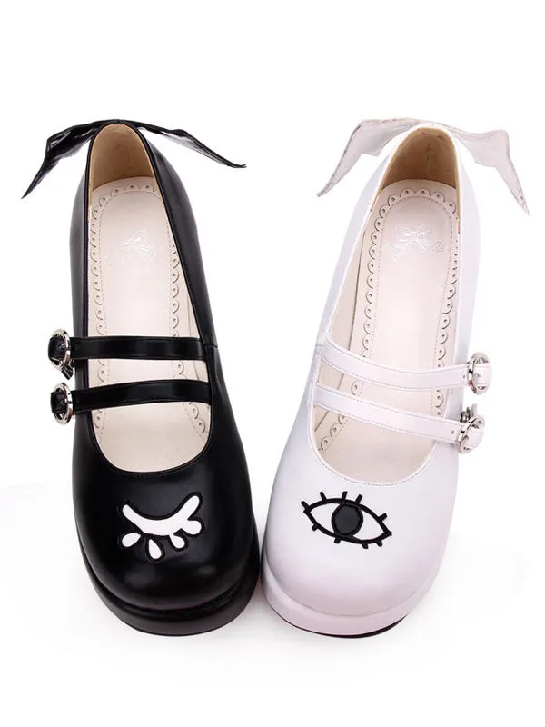 Sweet Lolita Pumps Strappy Buckle Cut Out Wing Lolita Flatform Shoes