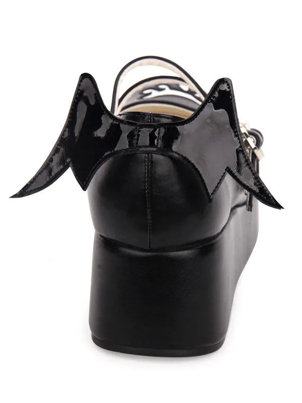 Sweet Lolita Pumps Strappy Buckle Cut Out Wing Lolita Flatform Shoes