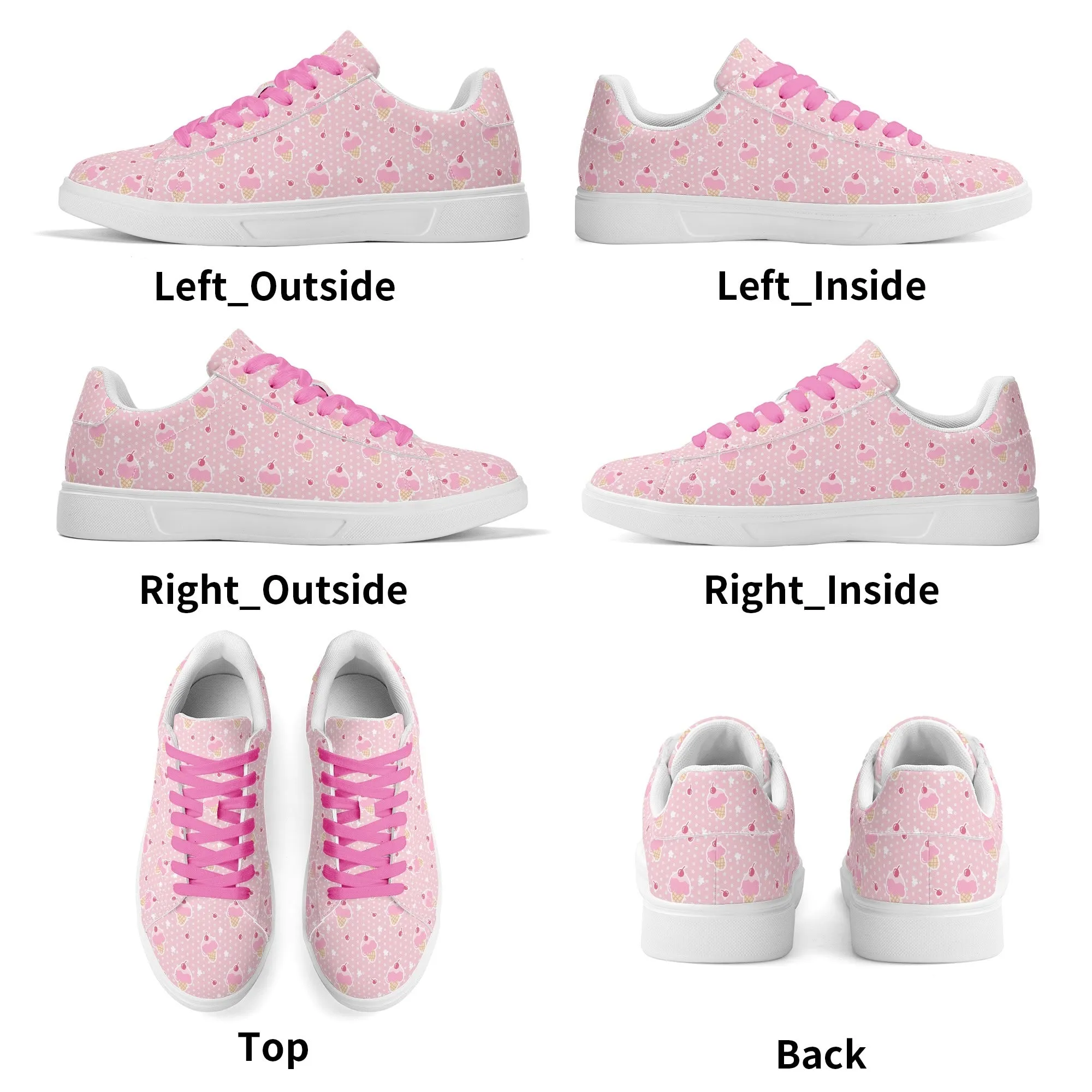 Sweet Scoop Unisex Low Top Leather Kicks