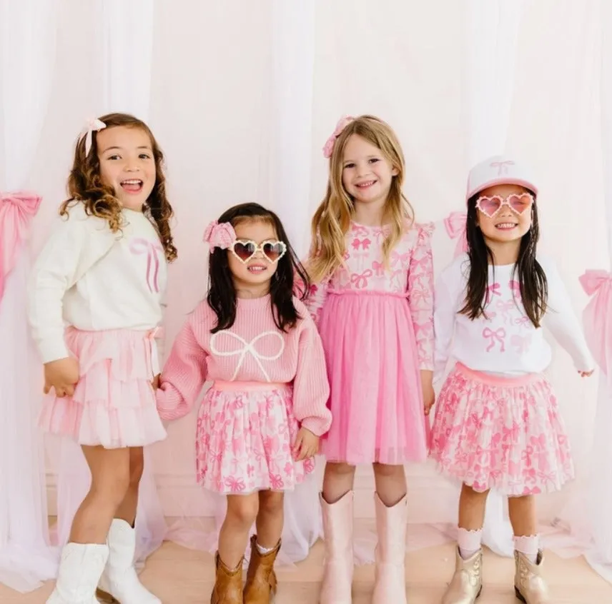 Sweet Wink - Ballet Bow Tiered Tutu - Kids Dress Up Skirt - Coquette