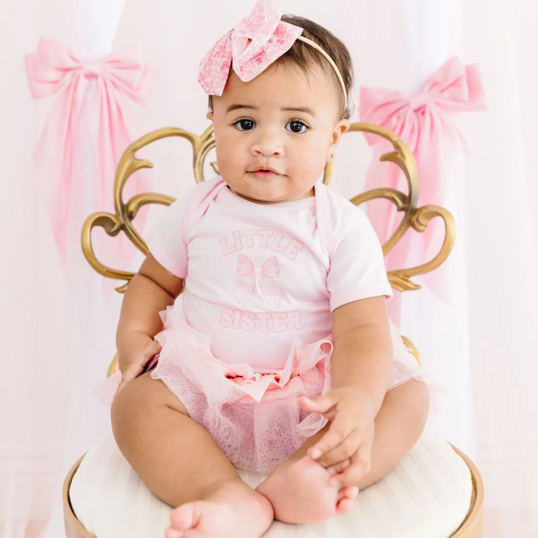 Sweet Wink Little Sister Bow Short Sleeve Bodysuit - Ballet