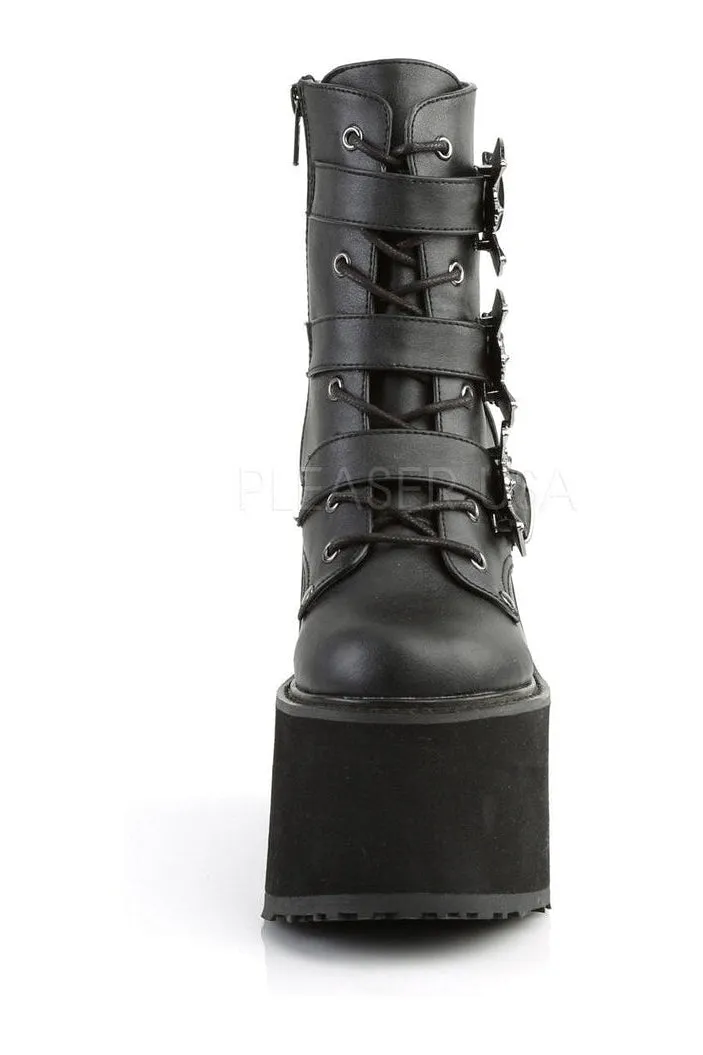 SWING-103 Demonia Wedge | Black Faux Leather