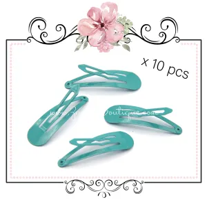 Teal Snap Hair Clips x 10