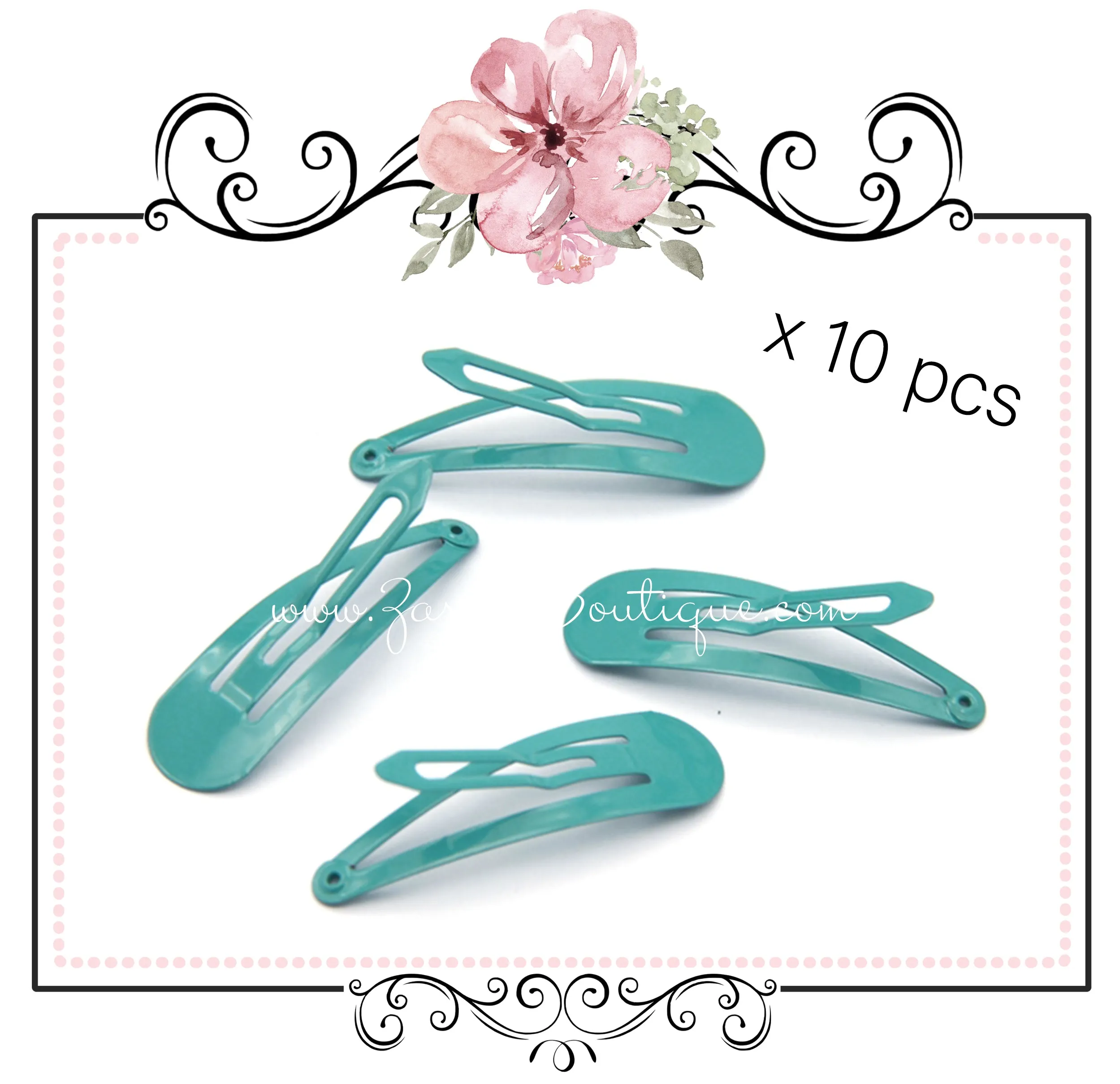 Teal Snap Hair Clips x 10