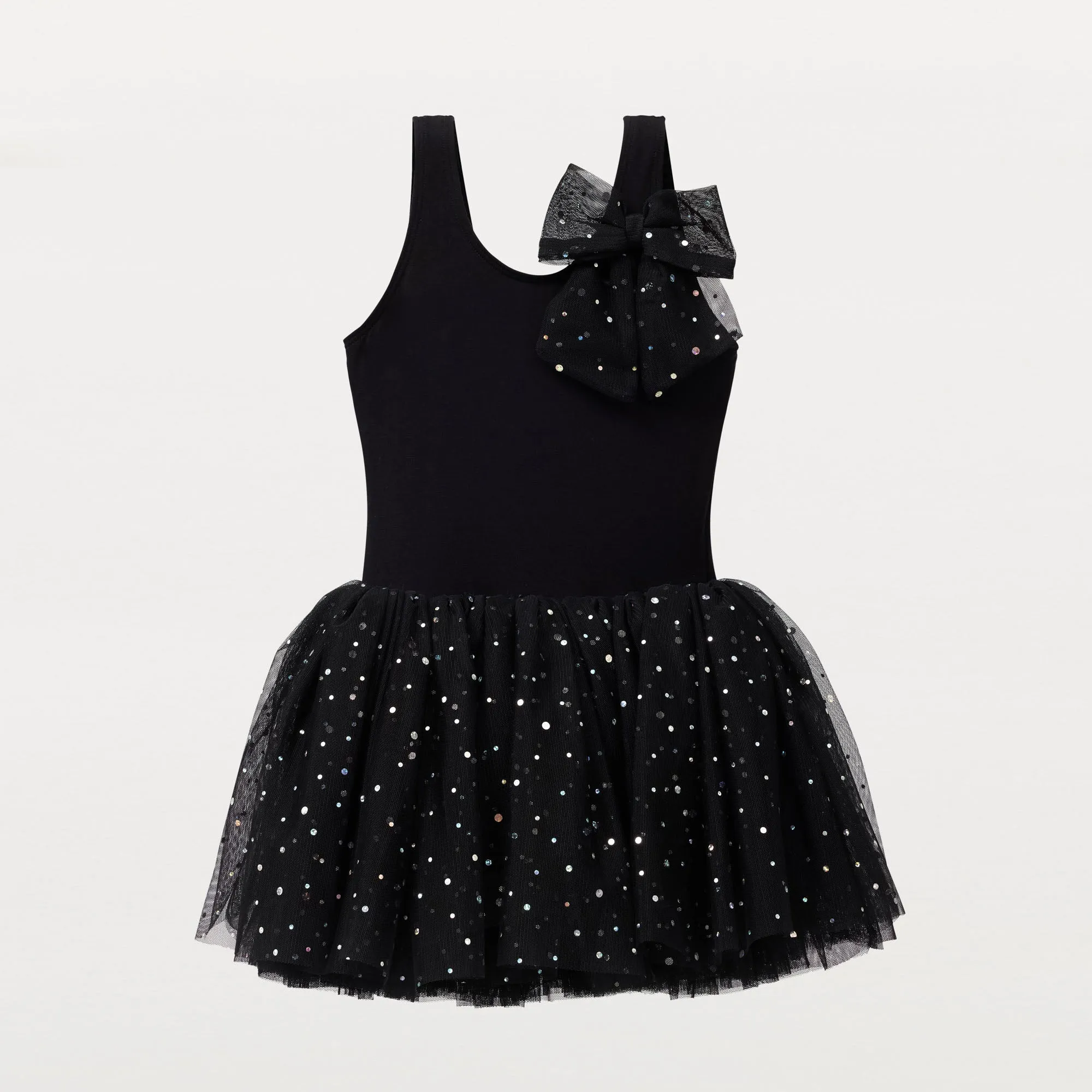 Tegan: Sequin Tulle Bow Tutu Dress in Black