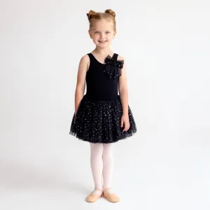 Tegan: Sequin Tulle Bow Tutu Dress in Black