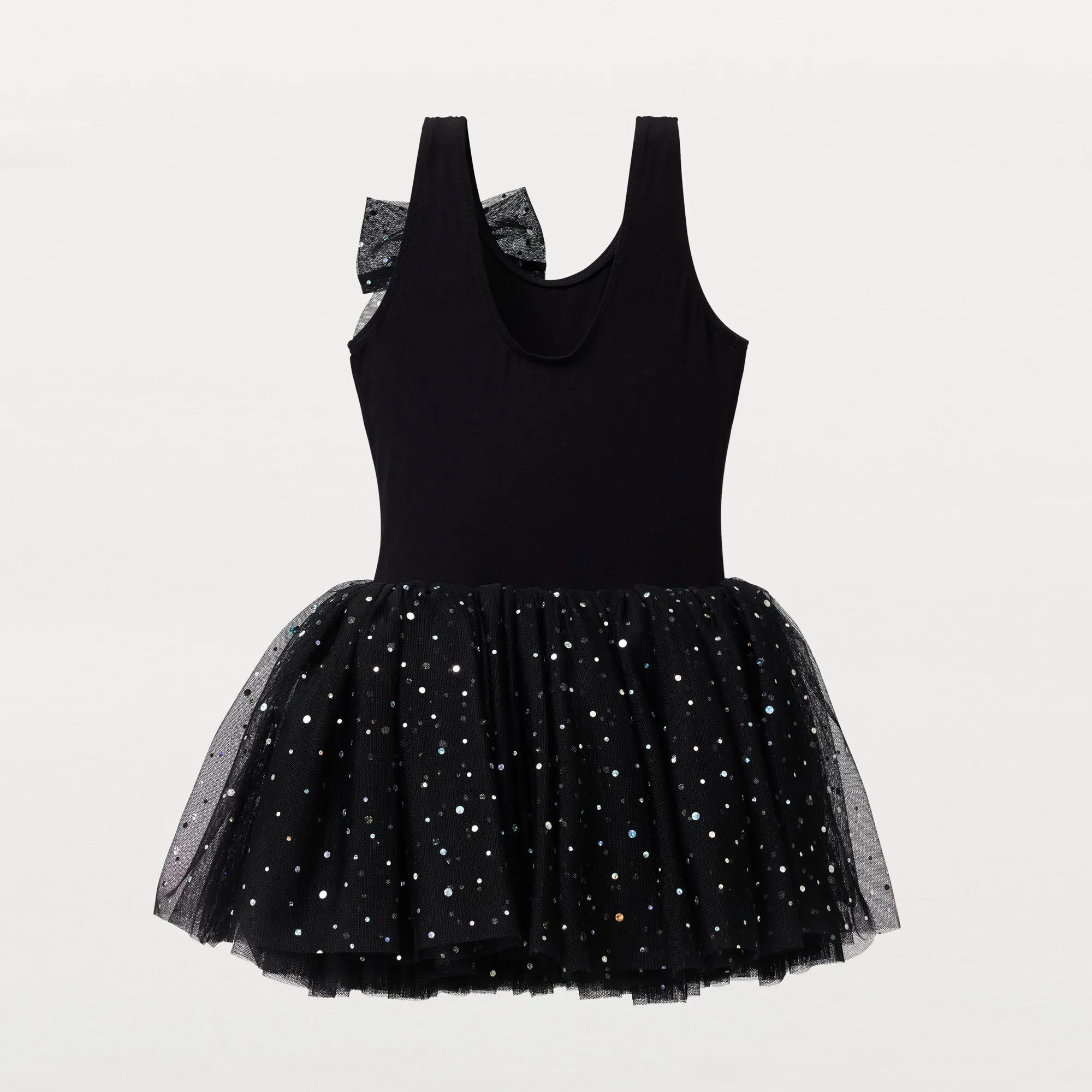 Tegan: Sequin Tulle Bow Tutu Dress in Black