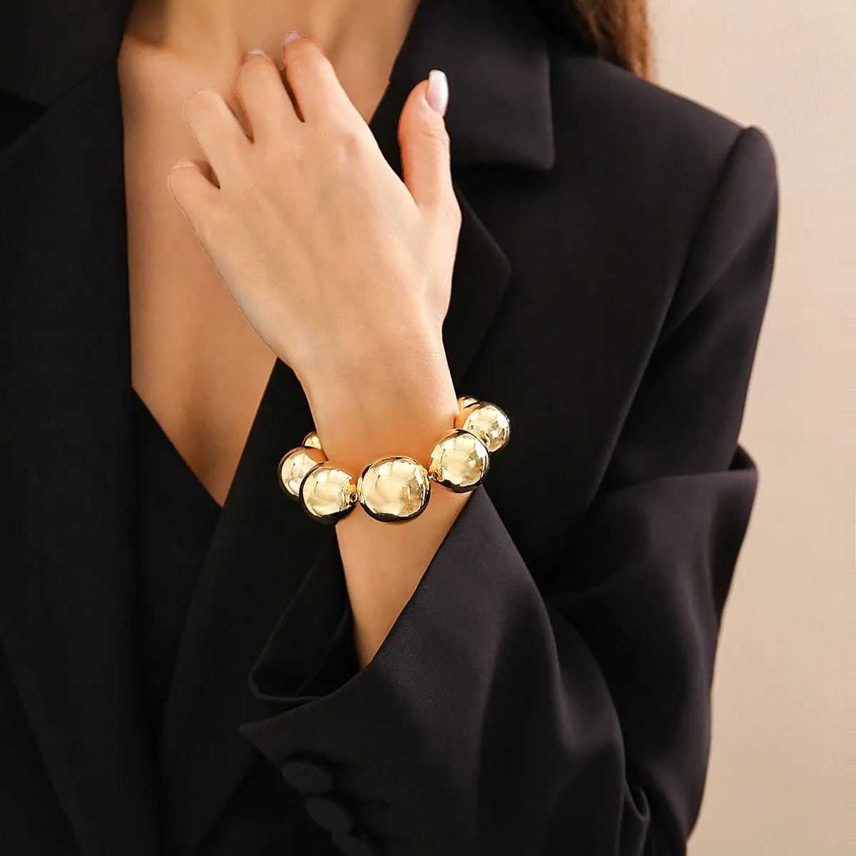 Temperament Chunky Gold Silver Tone Ball Chain Bracelet