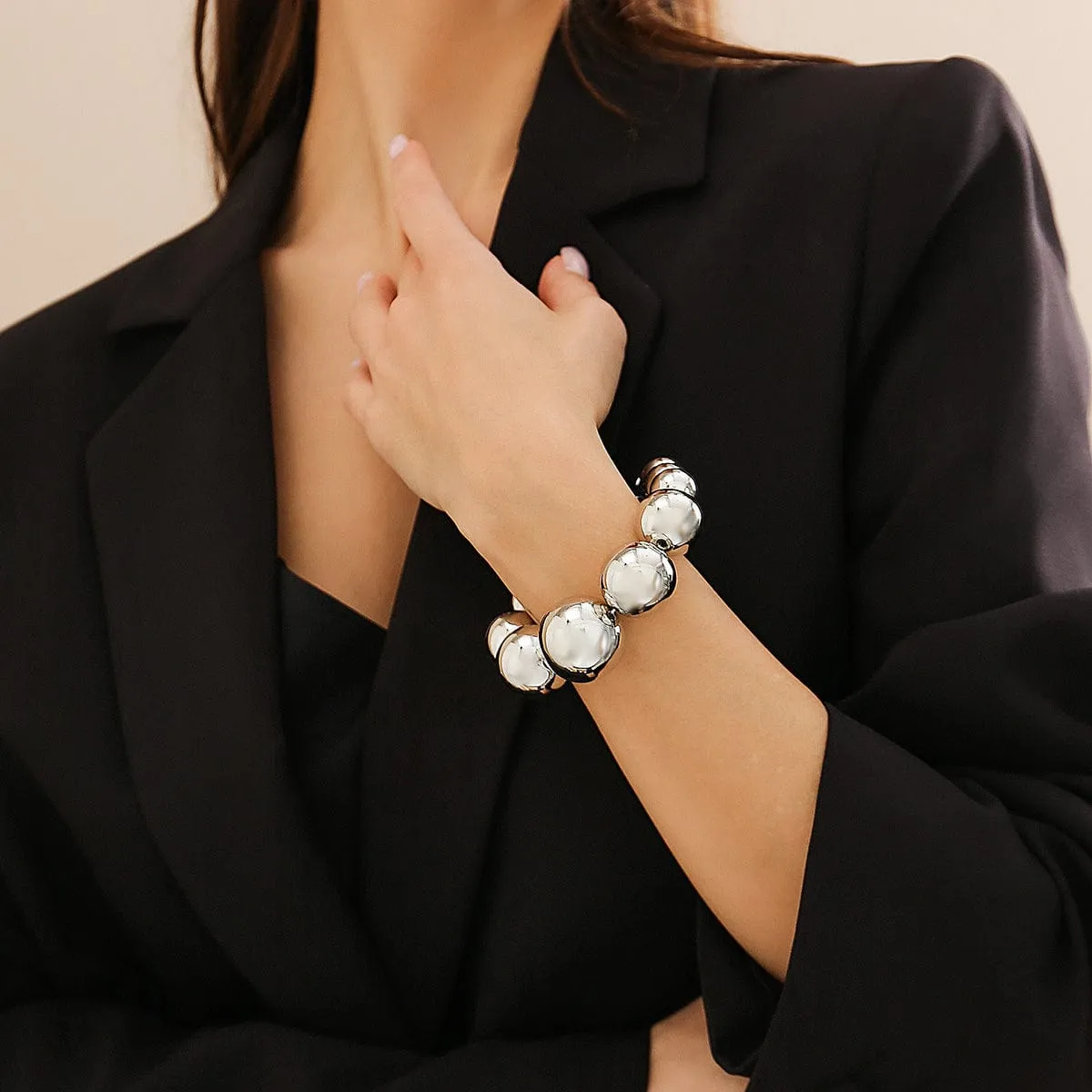 Temperament Chunky Gold Silver Tone Ball Chain Bracelet