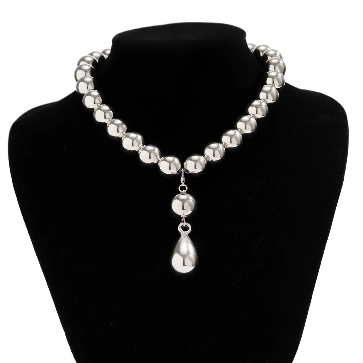 Temperament Chunky Waterdrop Pendant Ball Chain Necklace