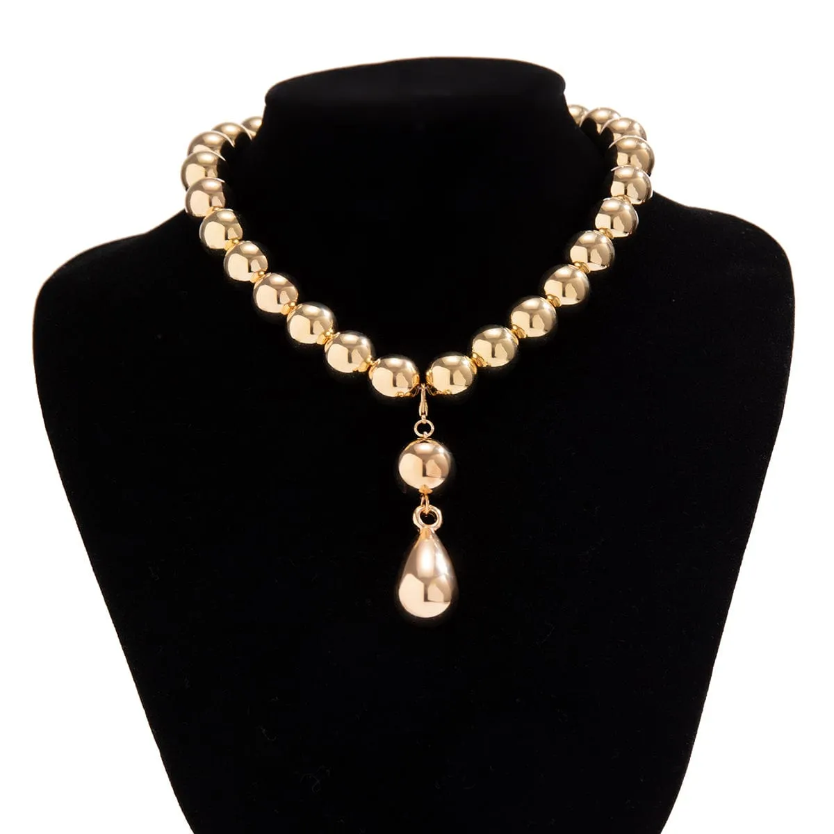 Temperament Chunky Waterdrop Pendant Ball Chain Necklace