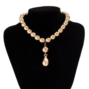 Temperament Chunky Waterdrop Pendant Ball Chain Necklace